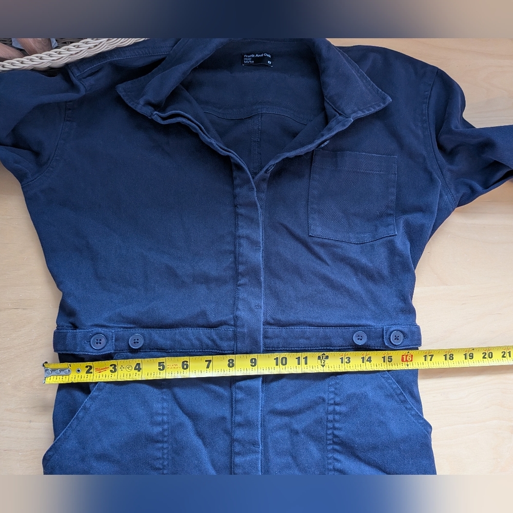 FRANK & OAK Women Romper Size M Navy Blue Straight Leg Buttons Closure - Picture 12 of 16